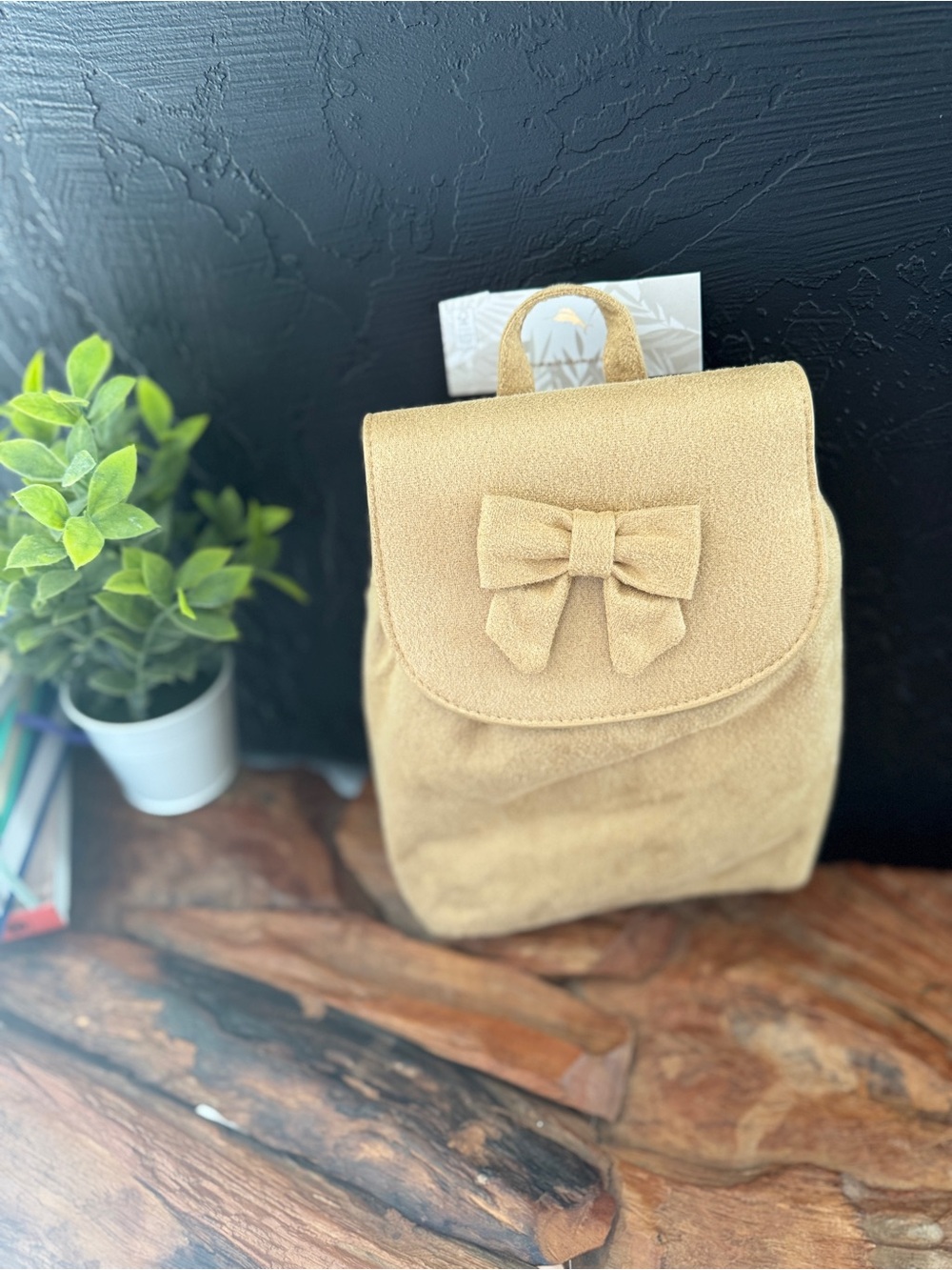 Stylish Bow-Accent girls Backpack - Tan